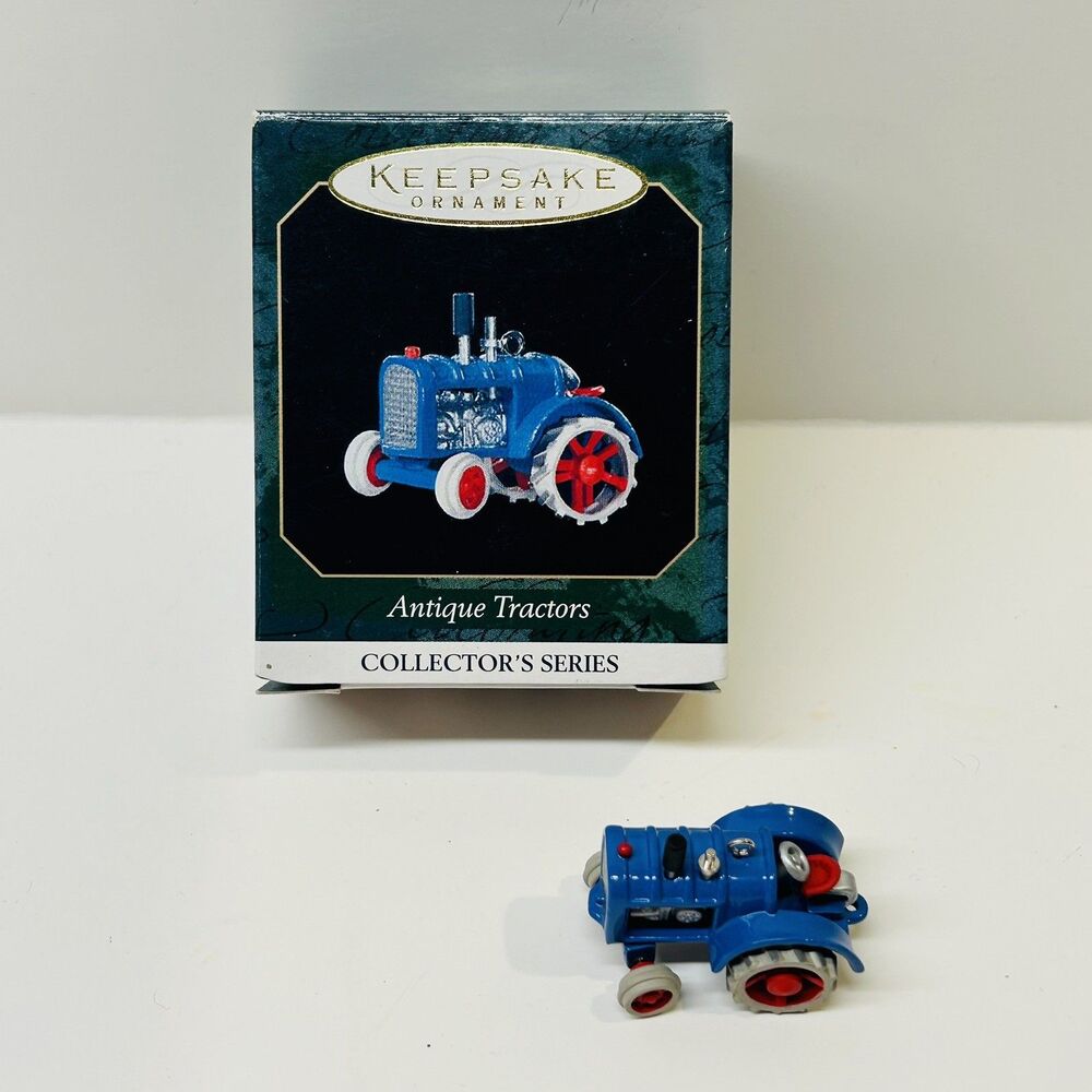 Hallmark Keepsake Mini Christmas Ornament ANTIQUE TRACTOR-BLUE 1999 New in box